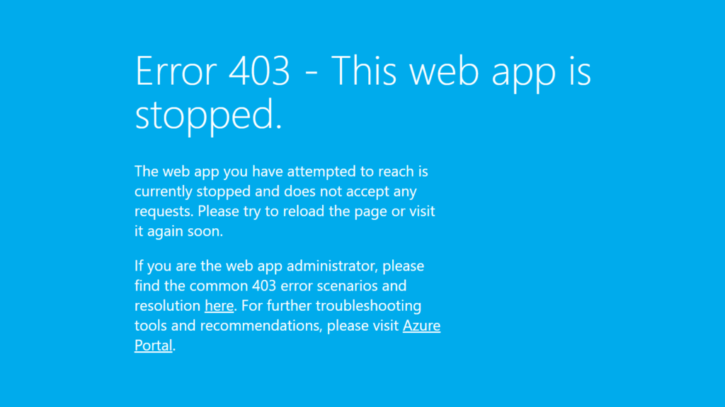 Azure Error 403