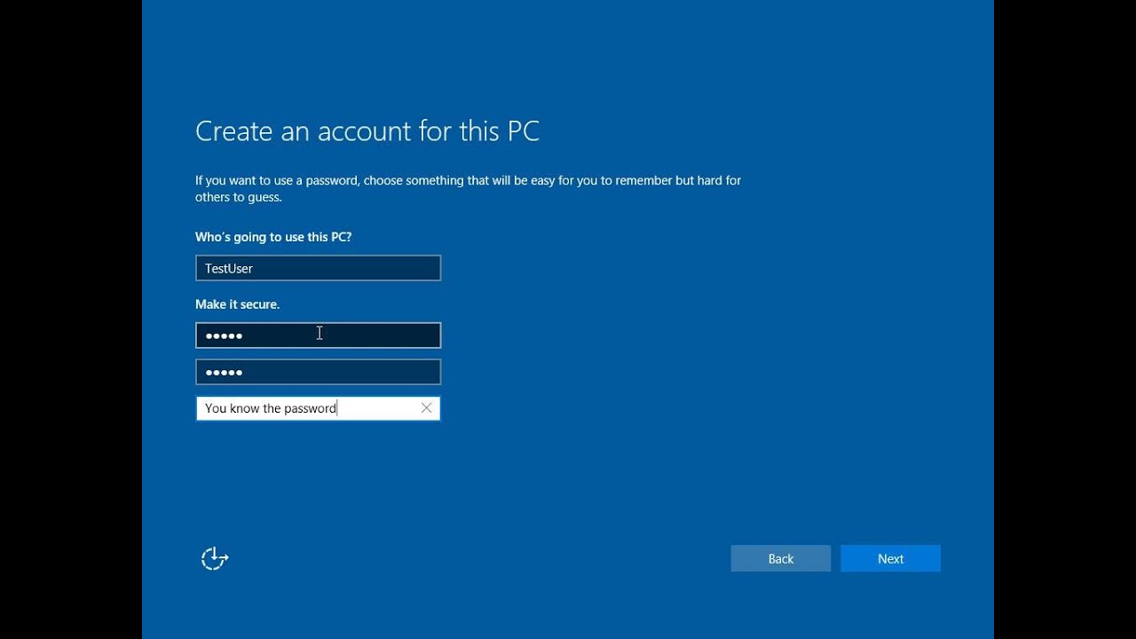 Local Account Windows 10