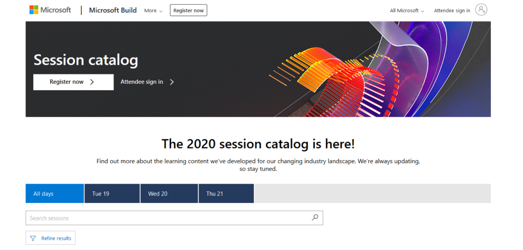 Website BUILD 2020 Session Catalog