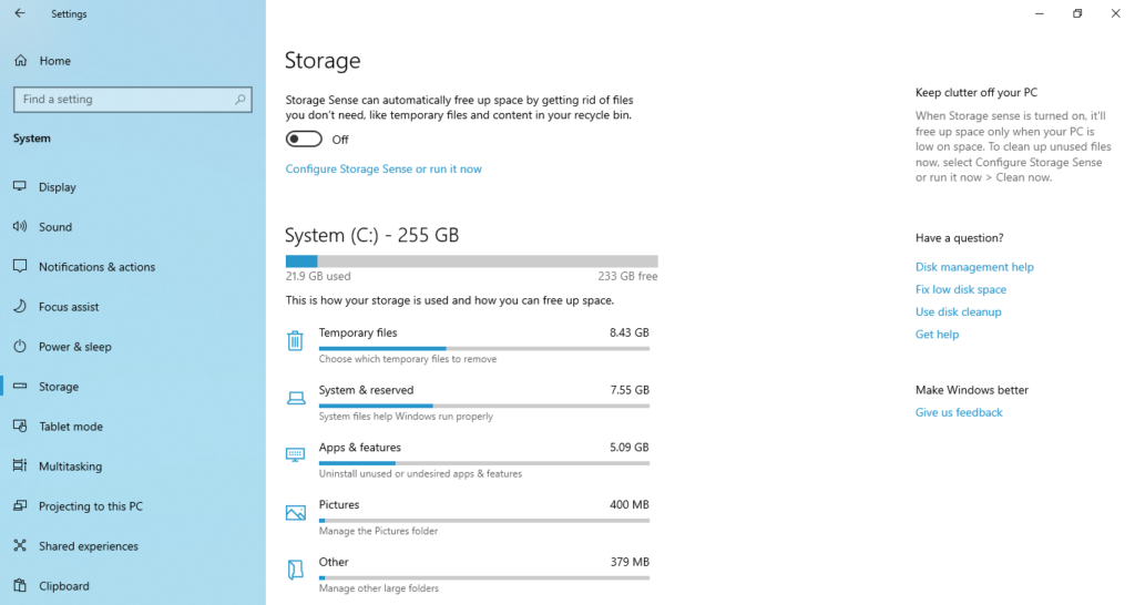 Storage Sense