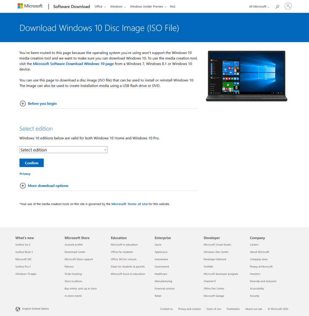 Website Windows 10 Download ISO