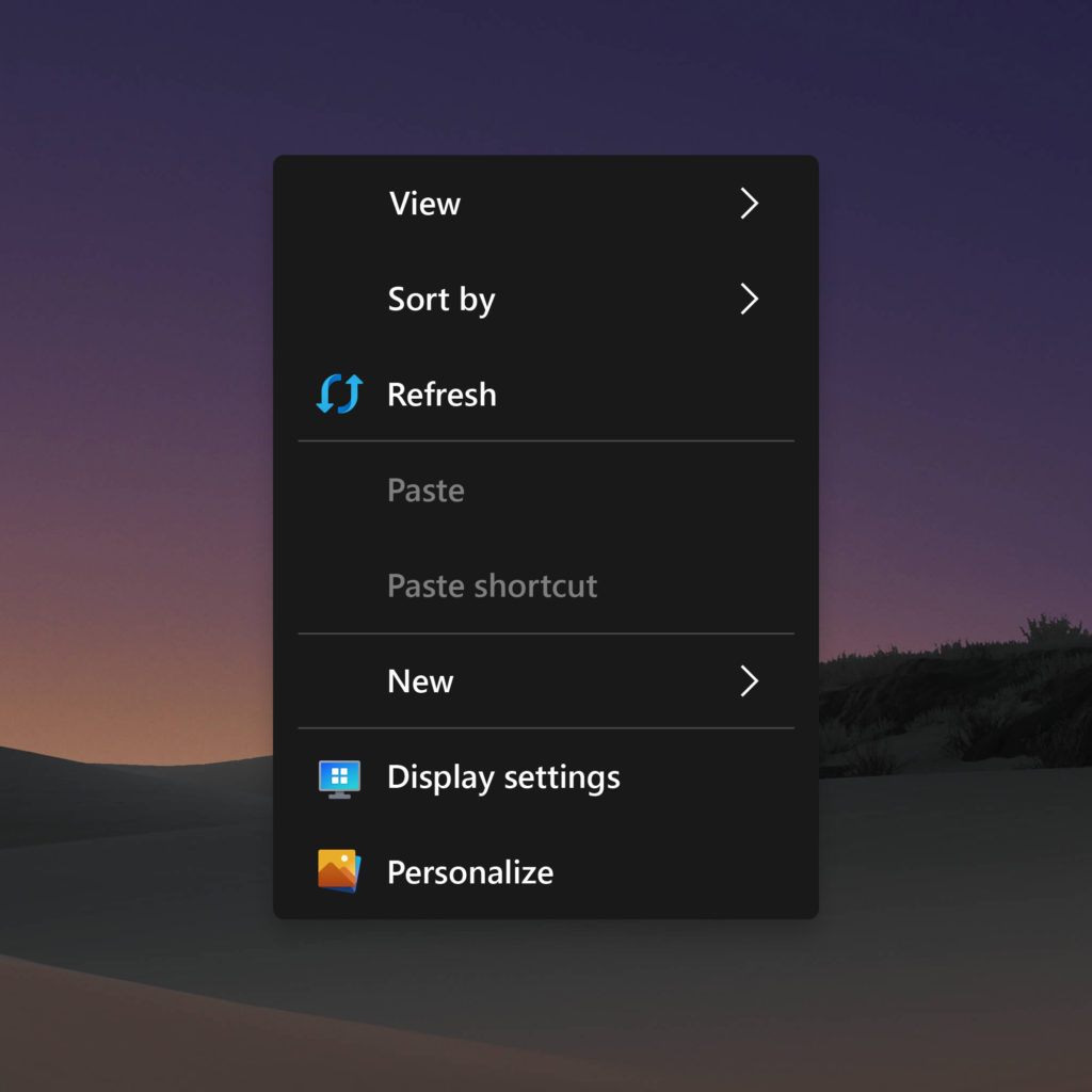 Fluent Design Context Menu