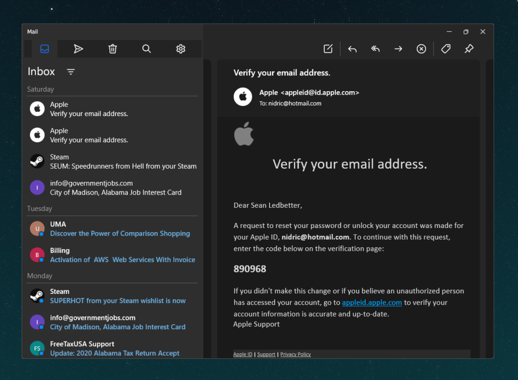 Windows 10 Mail App Concept